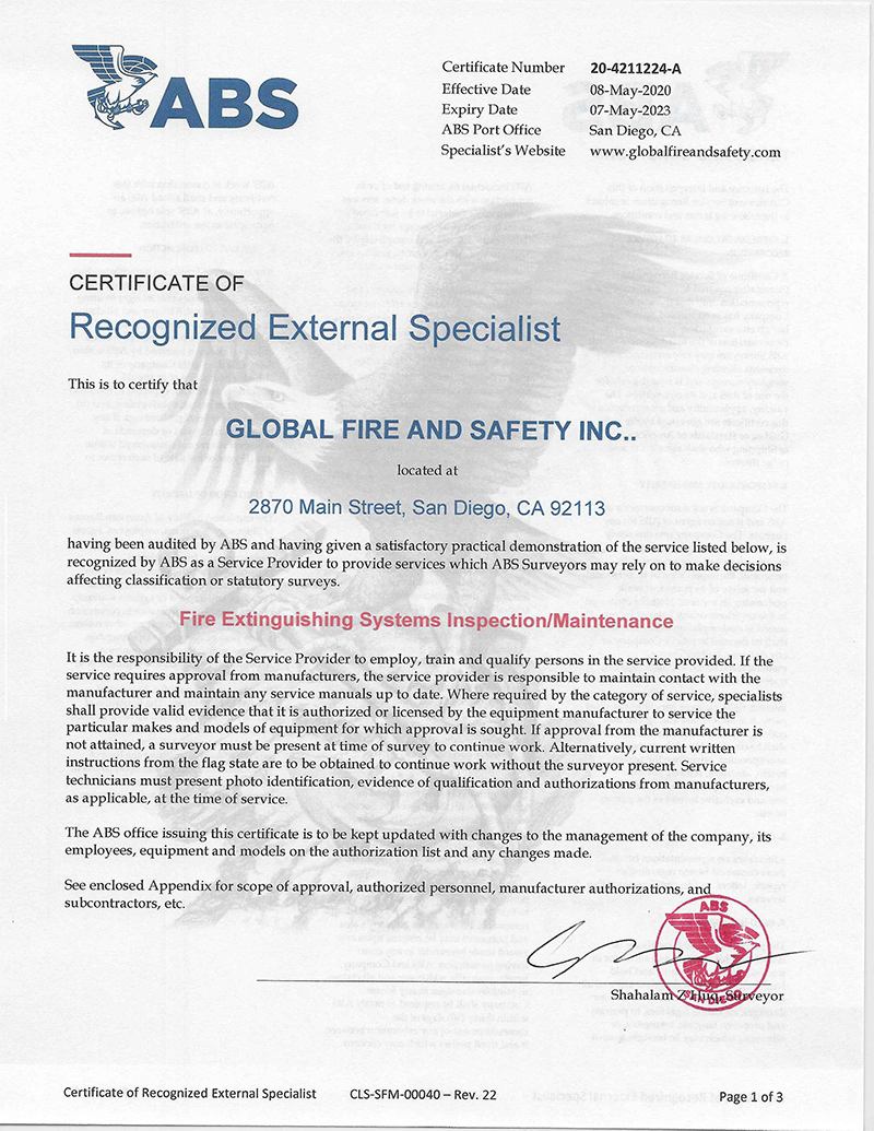 ABS-FFS Certificate